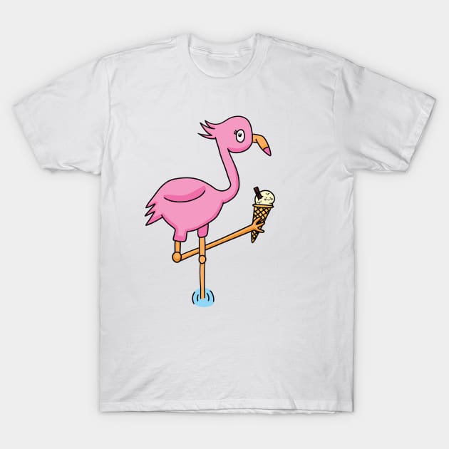 Flamingo with Ice-cream T-Shirt by Mamma Panda1